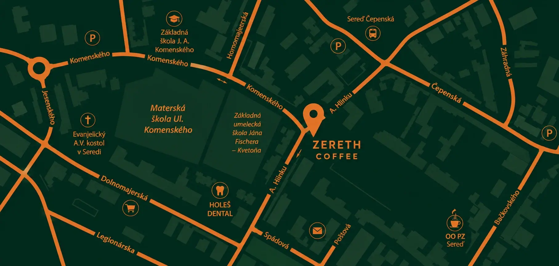 Mapa – predajňa Zereth, Andreja Hlinku 3058/19, Sereď